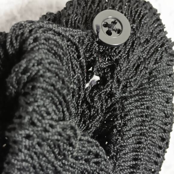 Set of 3 Piece Open Knit Skirt Top and Cardi Size Medium Black Floral Pattern - Picture 11 of 15